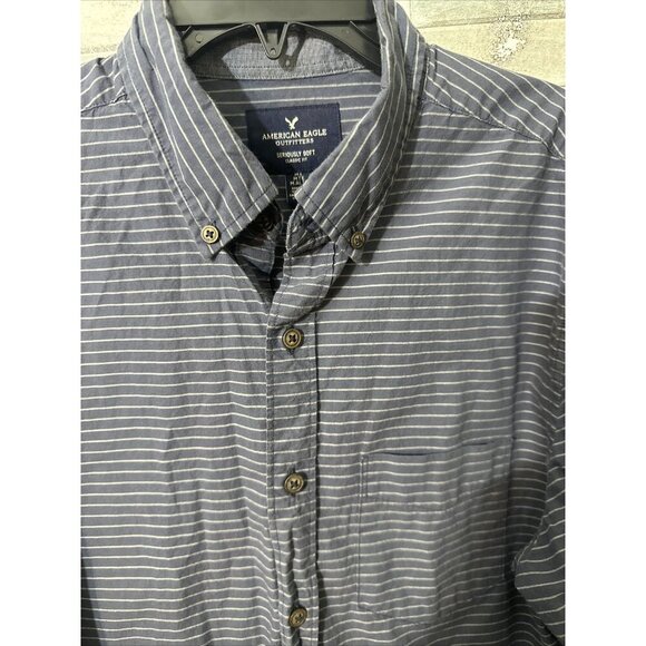 Men’s American Eagle Button Down Dress Shirt Classic Fit Blue Size Medium - Picture 5 of 9